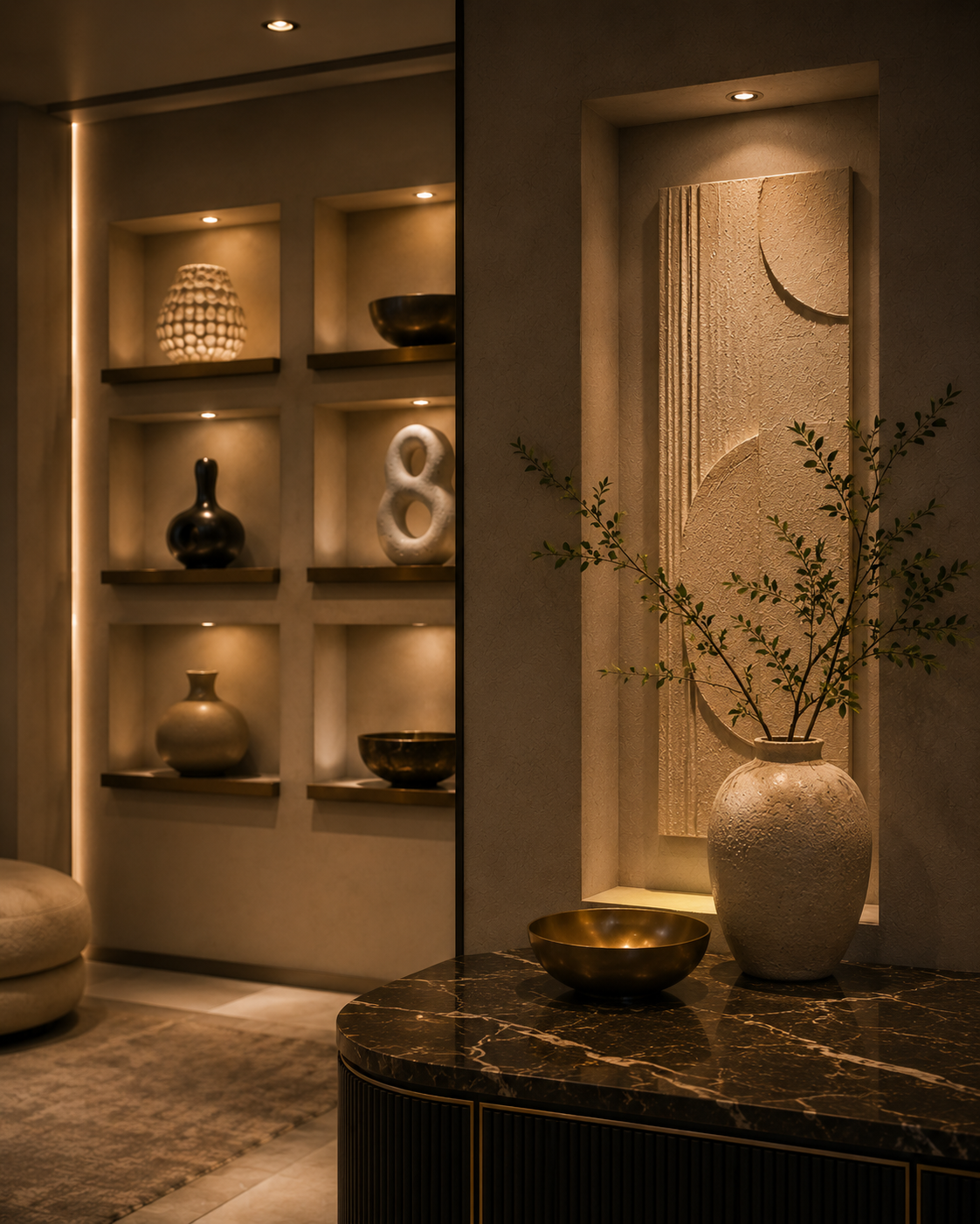 A warm lit art display, conceptual atmosphere
